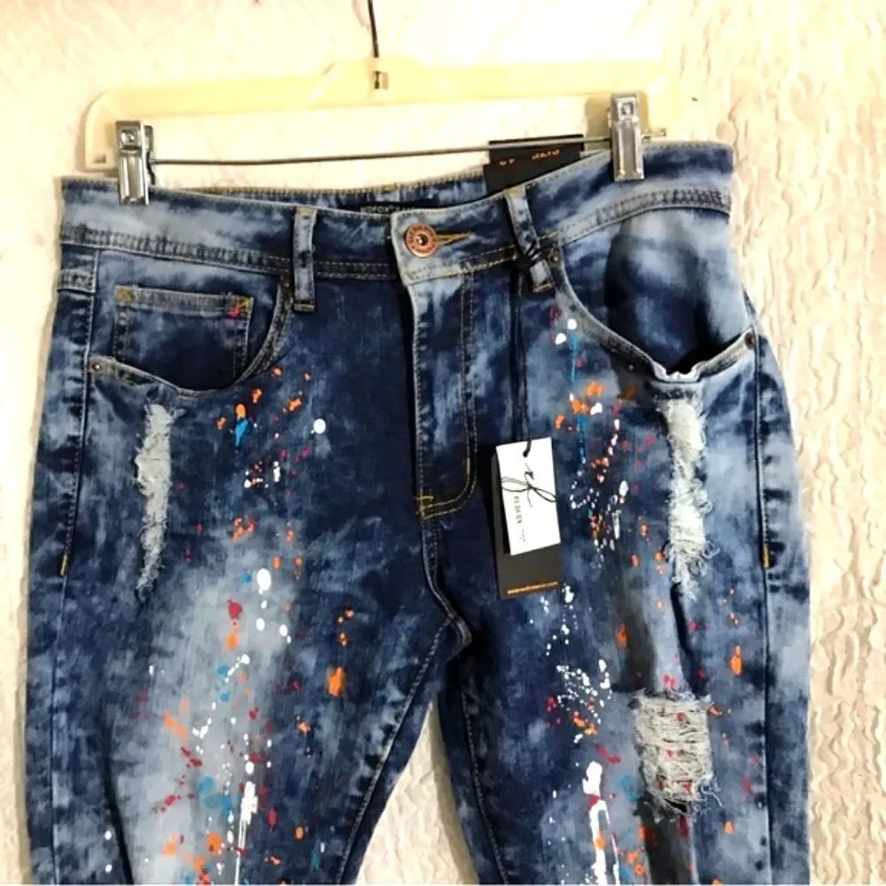REDFOX JEANS NWT Paint Splatter Skinny Style Size 13